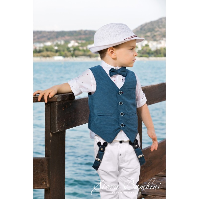 Βαπτιστικό Κουστούμι Stova Bambini "Nautical Elegance" μπλε λευκό 