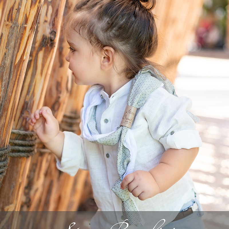 Αγορίστικο Βαπτιστικό Ρούχο Stova Bambini –  Λινό & Βαμβακερό σε Απόχρωση Μέντας