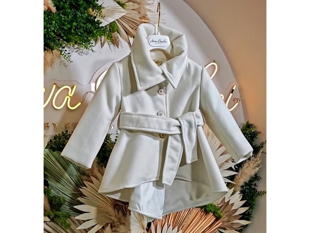 Βελούρ παλτό ασύμμετρο off-white Stova Bambini